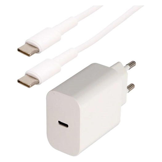 KIT chargeur mural USB C 18 W+ cordon USB C M/M - blanc - 1m - ERARD