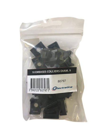 3 Embases colliers d.9 par 10 noir - ELECTRALINE