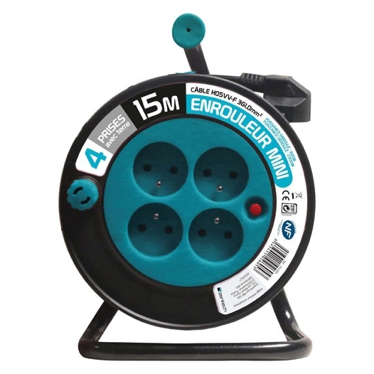 Enrouleur 15 mètres 3G 1mm bleu - ZENITECH