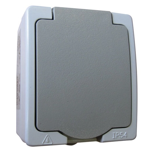 Prise 2p+t étanche gris ip54 s/film - HBF