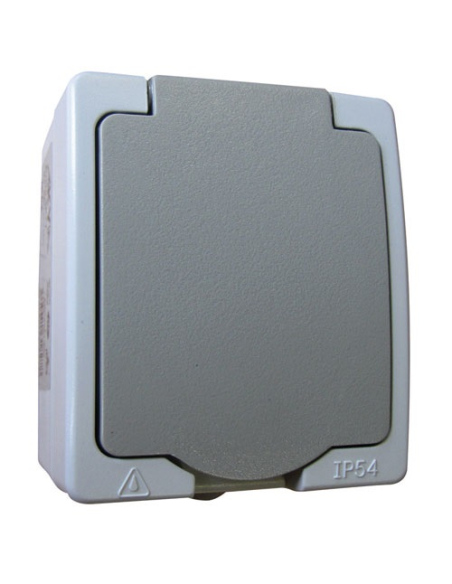 Prise 2p+t étanche gris ip54 s/film - HBF