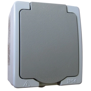 Prise 2p+t étanche gris ip54 s/film - HBF