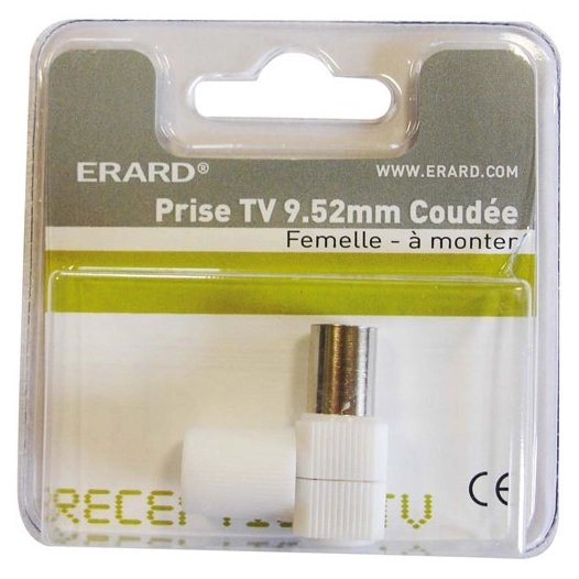 PRISE TV 9,52mm COUDÉE à 90° - Femelle - A MONTER - ERARD