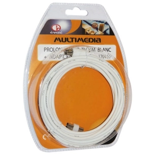 Prolongateur TV 5M blanc + adatptateur F/F 9.52mm - EVOE