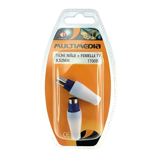 6 Fiche mâle + femelle TV 9.52mm - EVOE