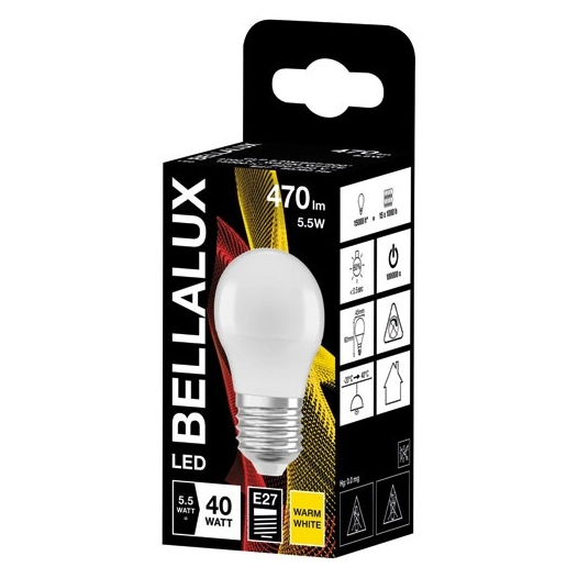 6 Bellalux led dépoli sphére e27 5.5w chaud 470lm - BELLALUX