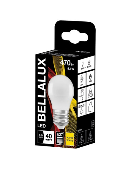 6 Bellalux led dépoli sphére e27 5.5w chaud 470lm - BELLALUX