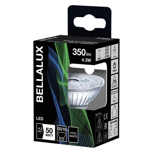 6 Bellalux led gu10 4.3w froid 350LM - BELLALUX