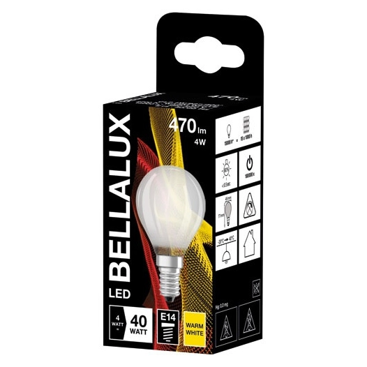 6 Bellalux led dépoli sphere e14 4W chaud 470lm - BELLALUX