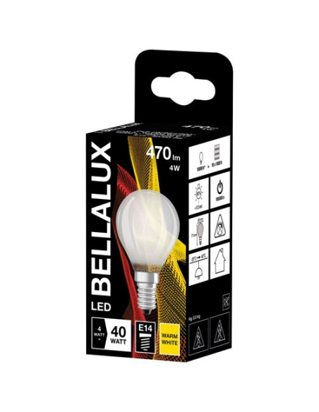 6 Bellalux led dépoli sphere e14 4W chaud 470lm - BELLALUX
