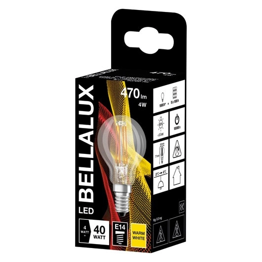 6 Bellalux led clair sphere e14 4W chaud 470lm - BELLALUX