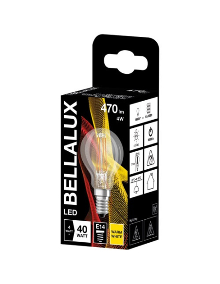 6 Bellalux led clair sphere e14 4W chaud 470lm - BELLALUX