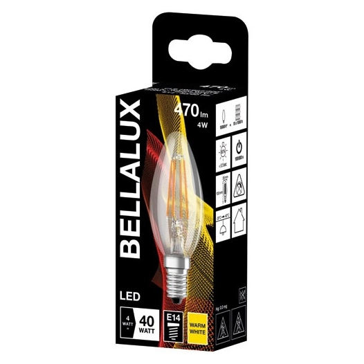 6 Bellalux led clair flamme e14 4w chaud 470lm - BELLALUX