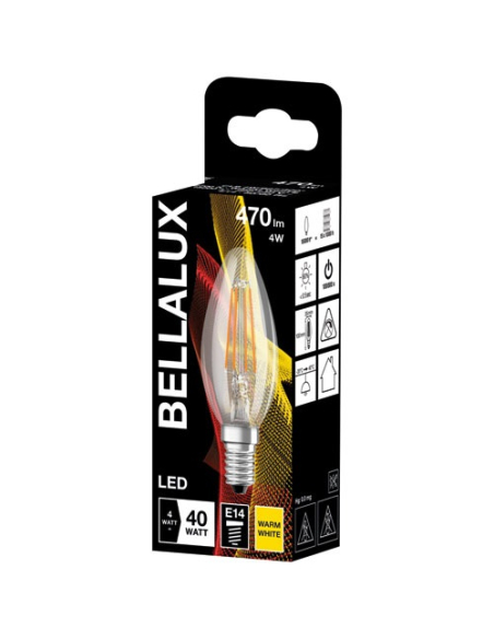 6 Bellalux led clair flamme e14 4w chaud 470lm - BELLALUX