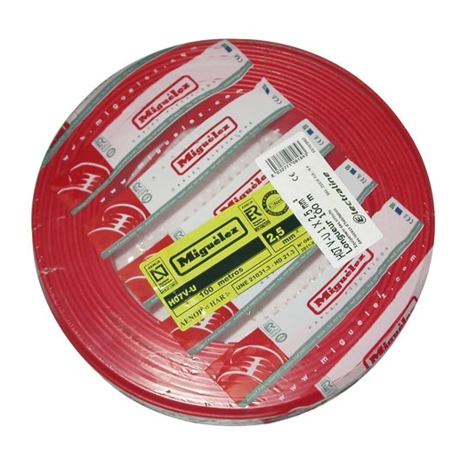 Câble H07VU 2.5 100m rouge - ELECTRALINE