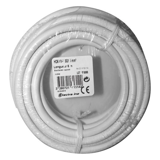 Câble H05VVF 3x1.5 5m blanc s/film - ELECTRALINE