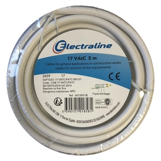 Câble tv 17 vatc blanc 5m courornne - ELECTRALINE