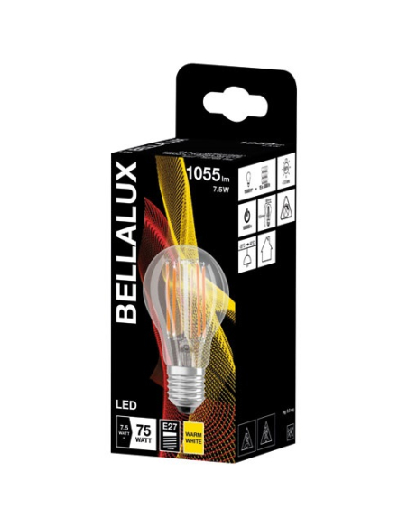 6 Bellalux led clair standard e27 7.5w chaud 1055lm - BELLALUX