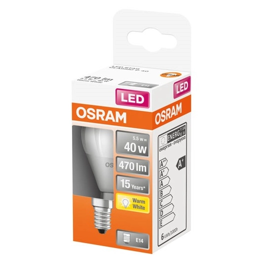 Led sphérique dépolie 5w e14 chaud boite 1 - OSRAM