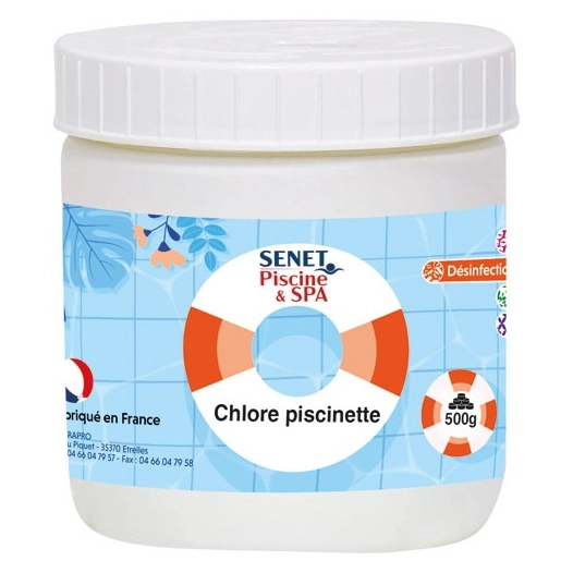 Chlore piscine hors sol en pastilles - 500g - SENET
