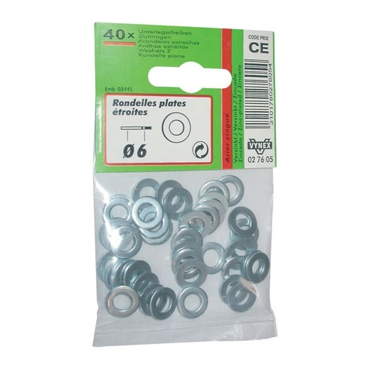 Rondelle plate étroite d. 6 azi sachet - VYNEX