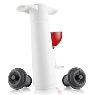 Coffret Pompe à vin + 2 bouchons - Classic Blanc - VACUVIN