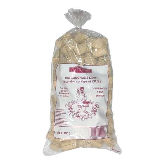 Bouchon cylin.38x24colm.sup.sac100 - BOUCHONNERIE JOCONDI