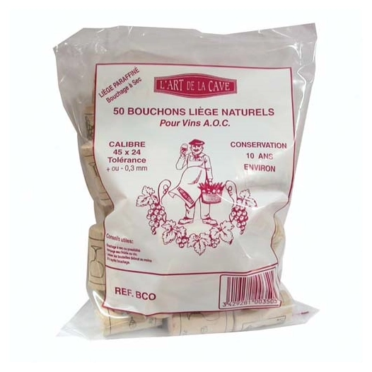 Bouchon cylin.45x24 10an.paraf.sac50 colamaté - BOUCHONNERIE JOCONDI