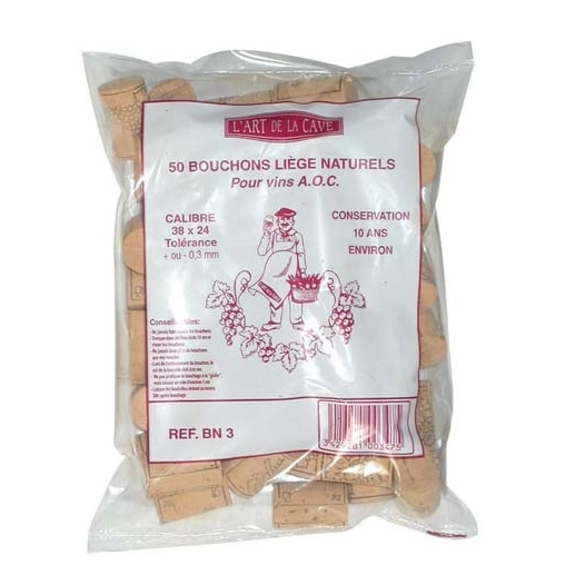 Bouchon cylin.38x24 natur.sac50 - BOUCHONNERIE JOCONDI