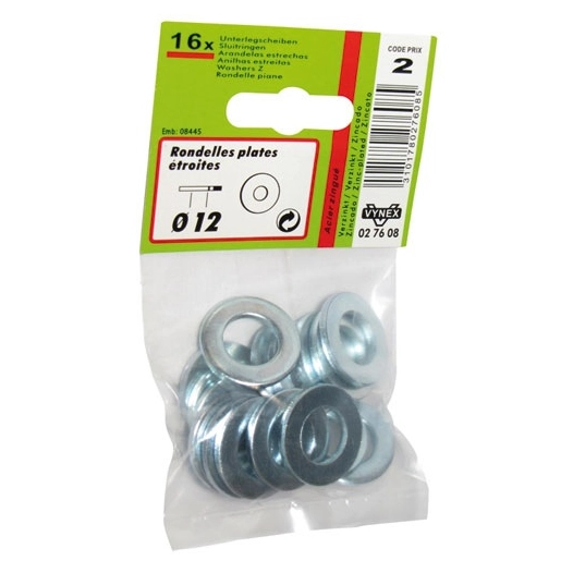 Rondelle plate étroite d.12 azi sachet - VYNEX
