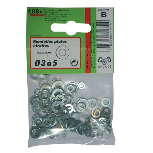 Rondelle plate étroite assortiment d.3-4-5 sachet - VYNEX