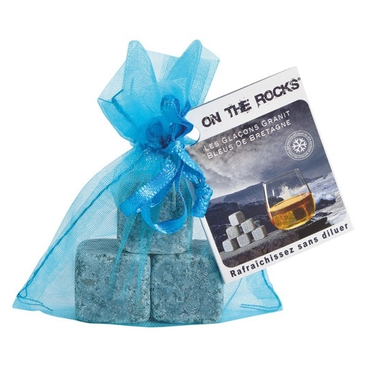 3 pierres à whisky en granit bleu de Bretagne sachet couleur - ON THE ROCKS