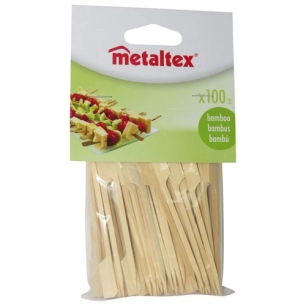 Lot de 100 Pics cocktail en bambou 9 cm avec poignées - METALTEX