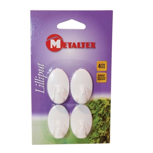 Lot de 4 crochets LILLIPUT Adhésifs blancs - METALTEX