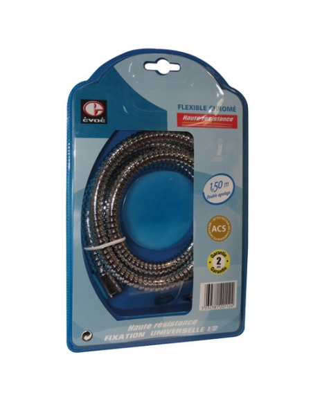Flexible de douche 1.50m chromé double agrafage .m.d - EVOE