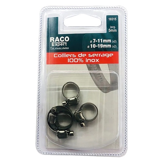 Colliers inox 5mm 2x7-11mm 2x10-19mm - RACO EXPERT