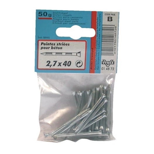 Pointe striée béton acier trempé 2.7x50 50g sc - VYNEX