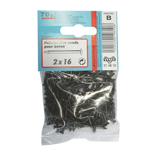 Pointe TR béton acier trempé 2.5x50 110g - VYNEX