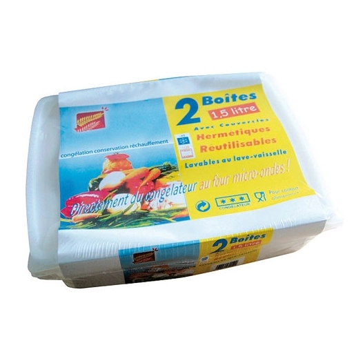 Lot de 2 boites micro-onde 1.5 litre - ELBE