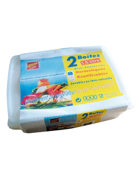 Lot de 2 boites micro-onde 1.5 litre - ELBE