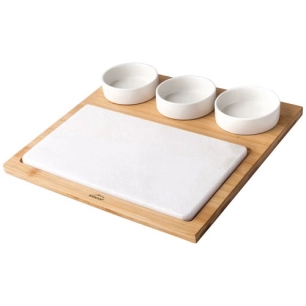 Set plateau marbre + 3 bols + support - LACOR