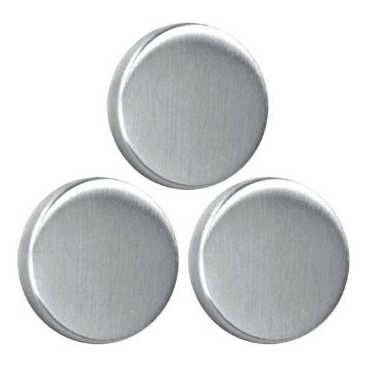 3 magnets adh. ronds inox brossé Ø 3,5cm - METALTEX