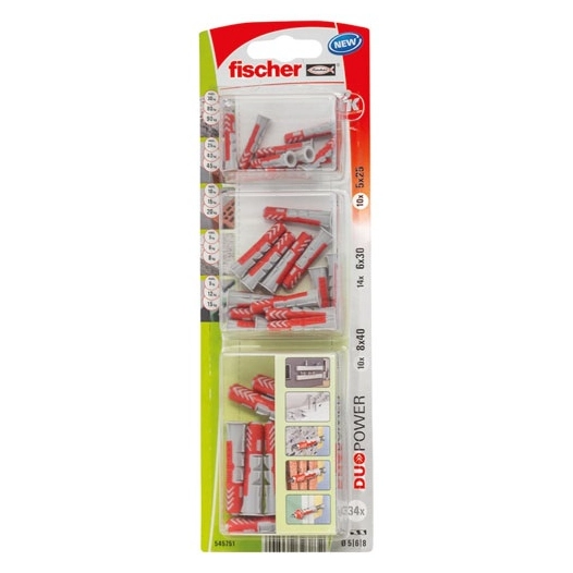Cheville duopower assorties.5x25/6x30/8x40 blister de 34 - FISCHER
