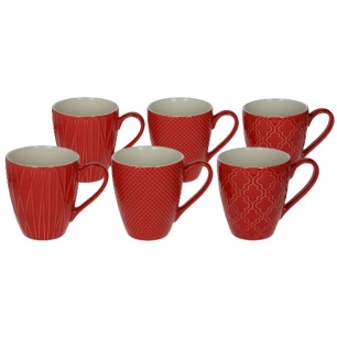 6 Mug 43 cl Rouge - Relief - TOGNANA
