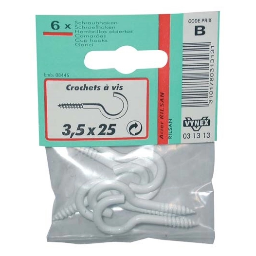 Crochet rilsanisé blanc 3.5x20 sc - VYNEX
