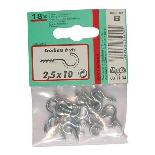 Crochet zingué 2.5 x10 sc x18 - VYNEX