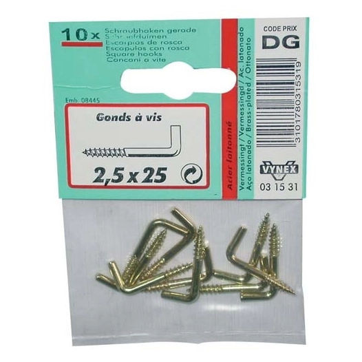 Gond à vis laitonné 2.5x25 SC - VYNEX
