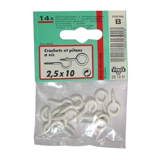 Crochet+piton rilsanisé 2.5x10 sc - VYNEX