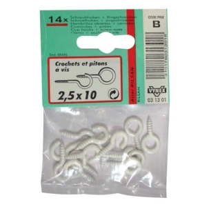 Crochet+piton rilsanisé 2.5x10 sc - VYNEX