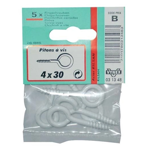 Piton à vis rilsanisé blanc 3.5x25 sc - VYNEX